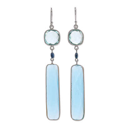 Ice Queen Rhodium-Plated Chalcedony and Chrysocolla Dangle Earrings