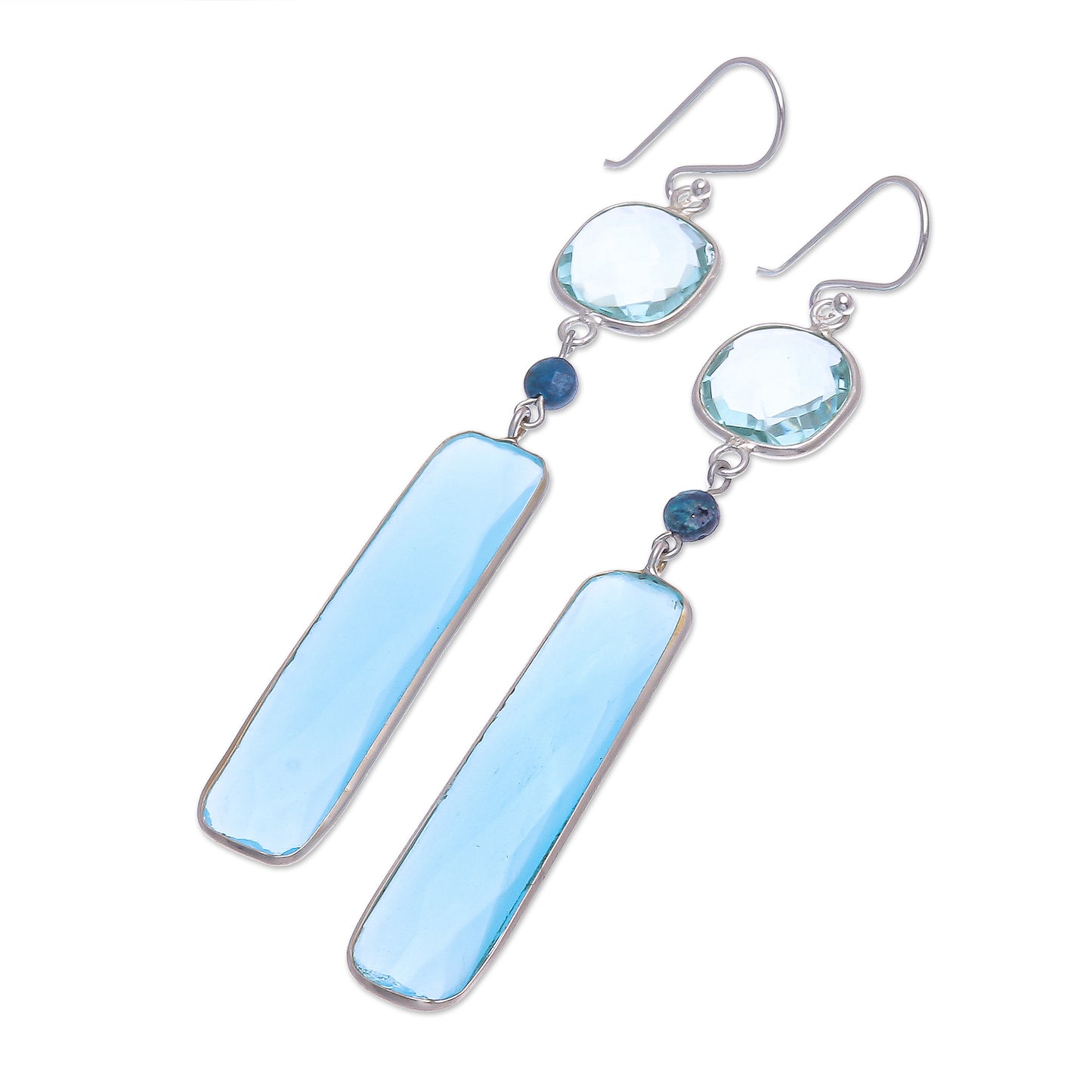 Ice Queen Rhodium-Plated Chalcedony and Chrysocolla Dangle Earrings