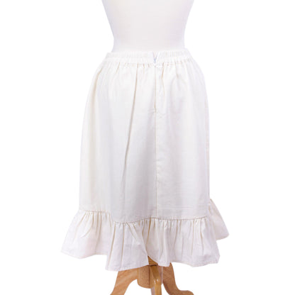 Bright Oaxaca Blossoms Colorful Hand Embroidered White Cotton Ruffled Skirt