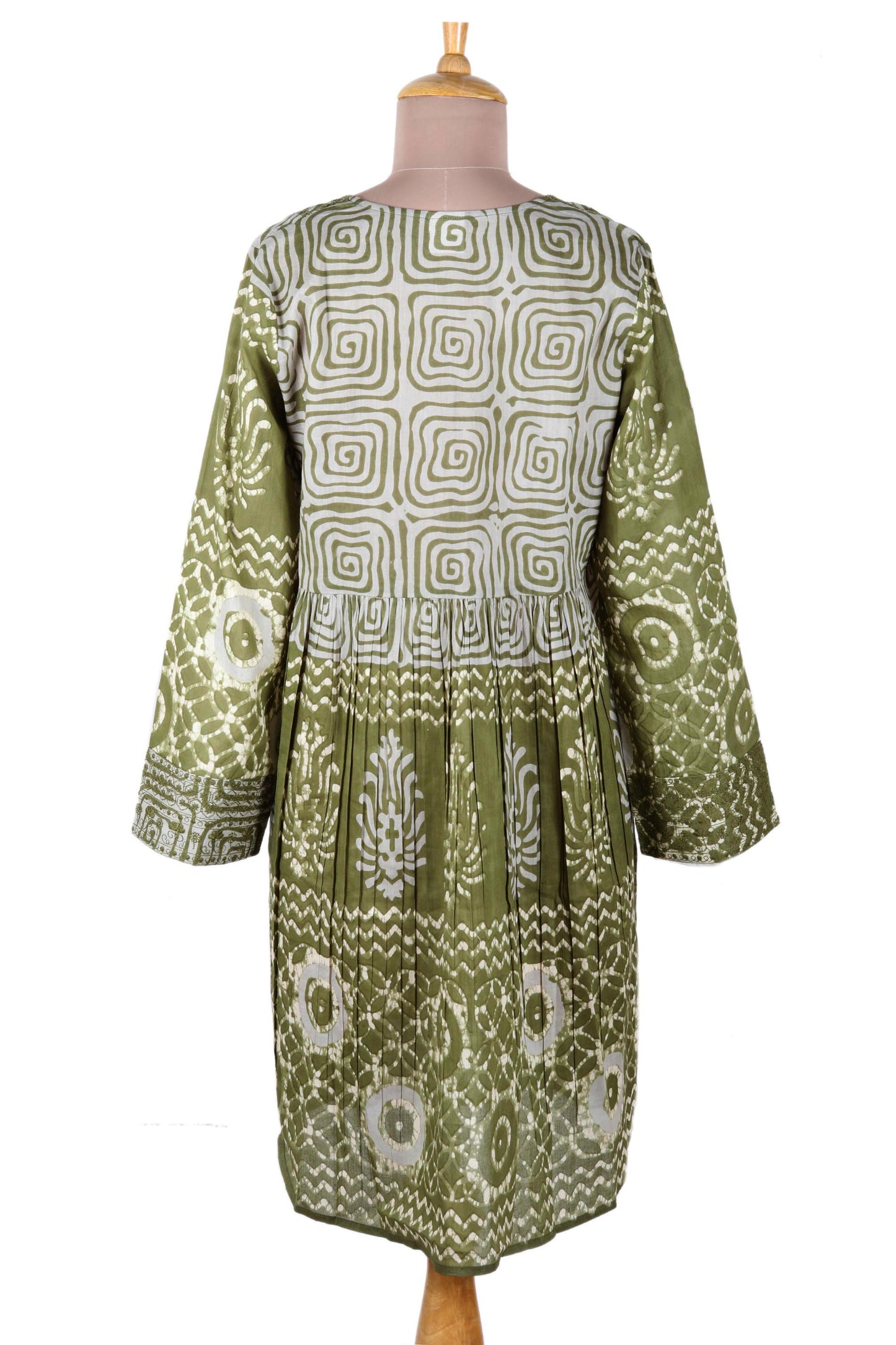 Cool Green Screen Printed Embroidered Cotton Dress
