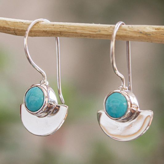 Sweet Equilibrium Taxco Sterling Silver and Natural Turquoise Drop Earrings