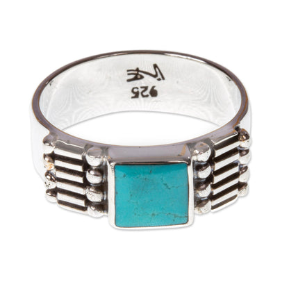 Tulum Fortress Men's Taxco Sterling Silver and Natural Turquoise Ring