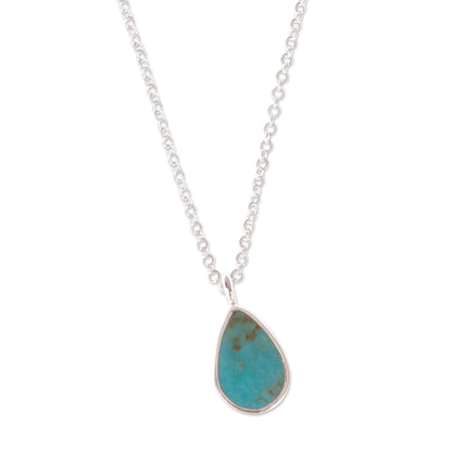 Heaven's Tears Taxco Sterling Silver Natural Turquoise Teardrop Necklace