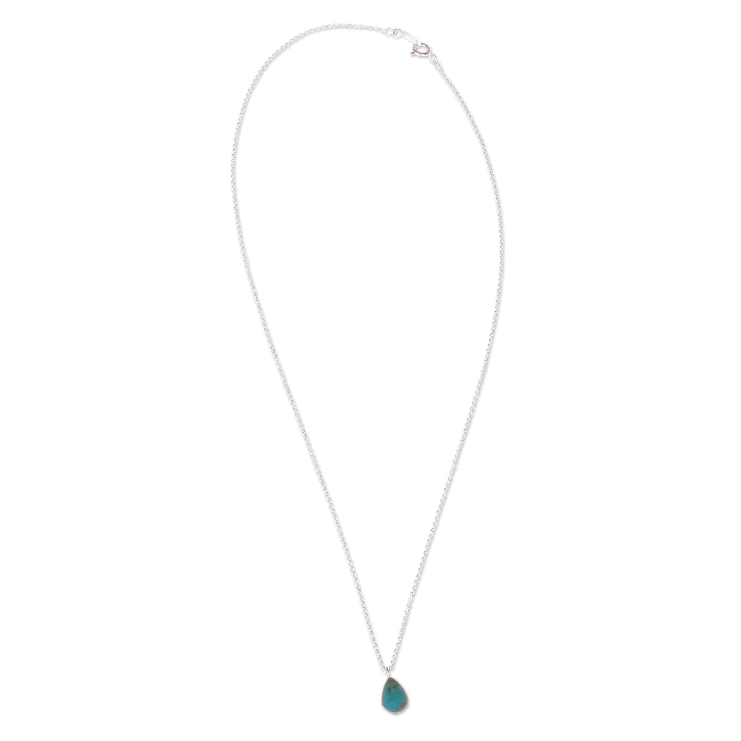 Heaven's Tears Taxco Sterling Silver Natural Turquoise Teardrop Necklace