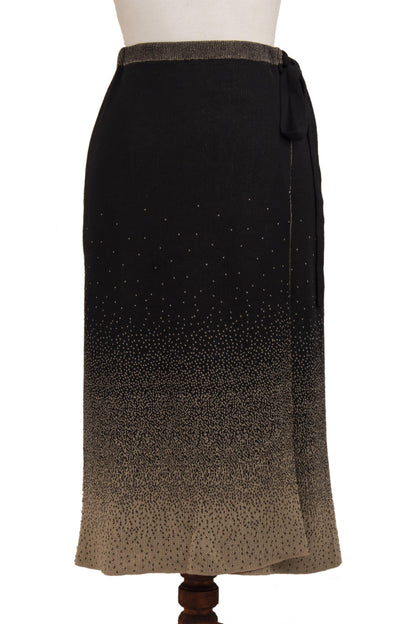 Thanta Degrade in Black Organic Cotton Wrap Degrade Black Wrap Skirt from Peru