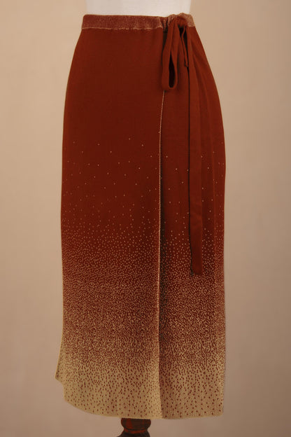 Thanta Degrade in Brown Organic Cotton Knit Wrap Degrade Russet Wrap Skirt from Peru