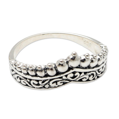 Crowned Hand Crafted Sterling Silver Band Ring