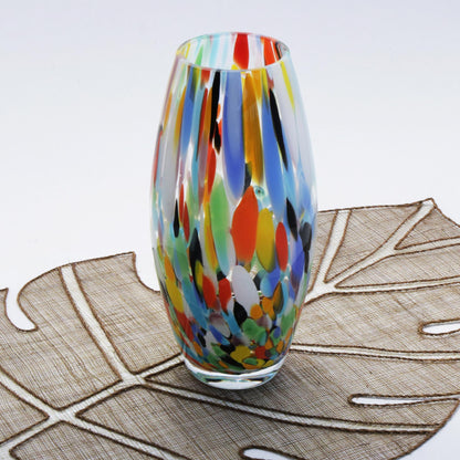 Carnival Confetti Unique Murano Inspired Glass Vase (9 inch)