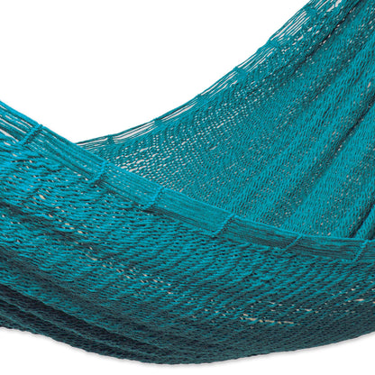 Uxmal Peacock Azure Cotton Rope Hammock (Single)