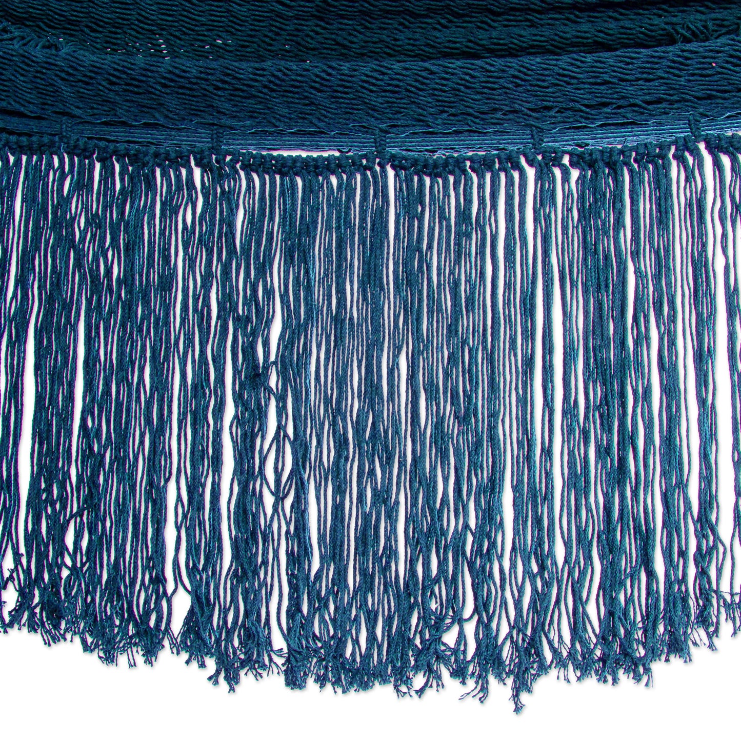 Yucatan Dreams Fringed Navy Cotton Rope Hammock (Double) From Mexico