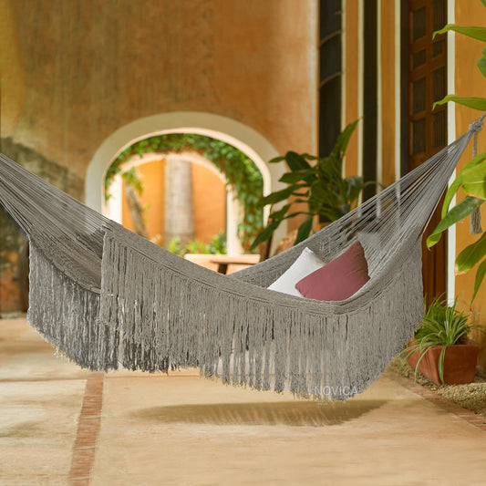 Cascade in Grey Grey Rope Hammock with Fringe (Double)