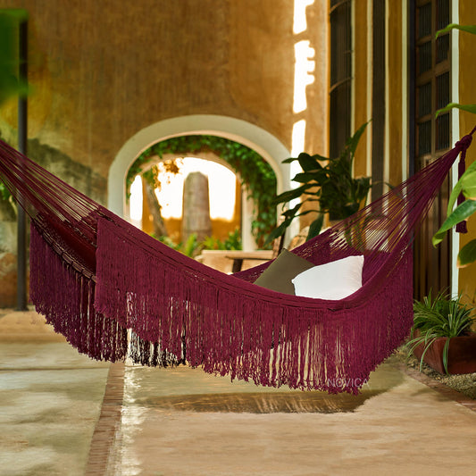 Cascade in Wine Cotton Rope Hammock in Wine (Double)