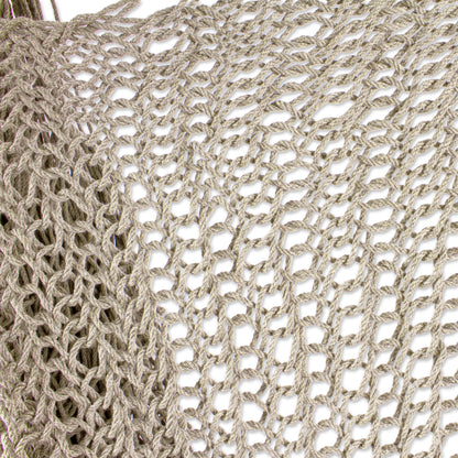 Ocean Seat in Ivory Tasseled Beige Cotton Rope Mayan Hammock Swing from Mexico