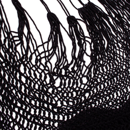 Sea Breezes in Black Black Fringed Cotton Rope Mayan Hammock Swing from Mexico