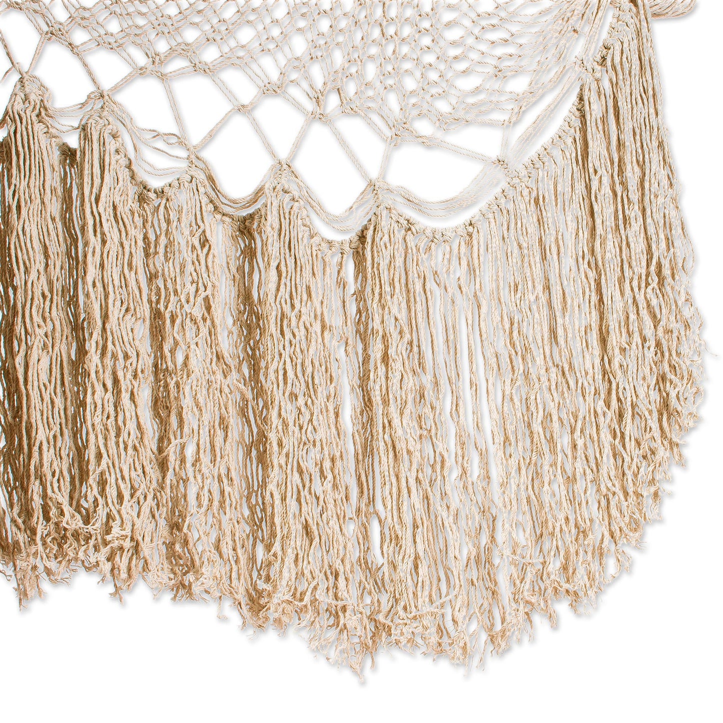 Sea Breezes in Ivory Ivory Fringed Cotton Rope Mayan Hammock Swing from Mexico