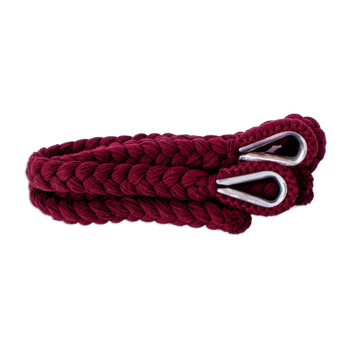 Sea Breezes in Bordeaux Burgundy Fringed Cotton Rope Mayan Hammock Swing from Mexico