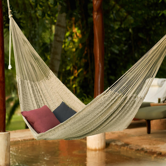 Uxmal Grey Handmade Cotton Hammock in Grey (Triple)