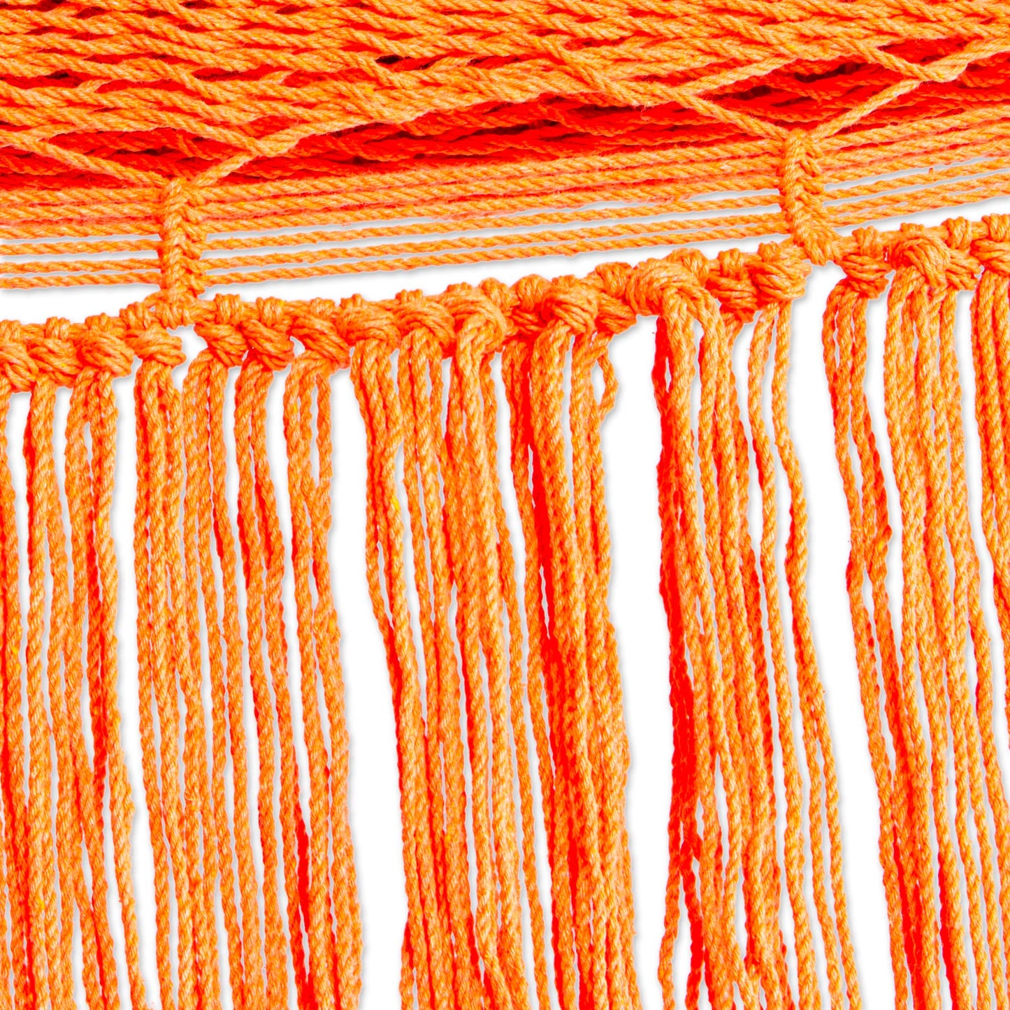 Orange Cascade Orange Fringed Cotton Rope Hammock (Triple) from Mexico