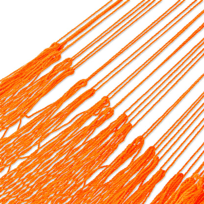 Orange Cascade Orange Fringed Cotton Rope Hammock (Triple) from Mexico