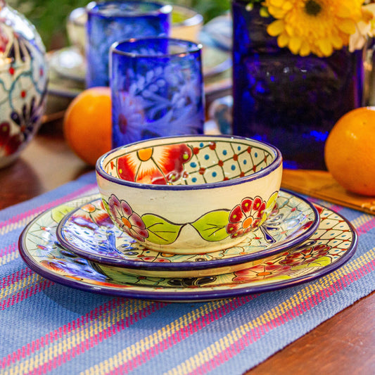 Colors of Mexico Talavera-Style Dinner Plates from Mexico (Pair)