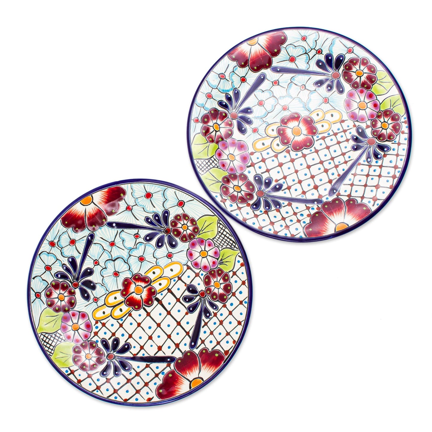 Colors of Mexico Talavera-Style Dinner Plates from Mexico (Pair)