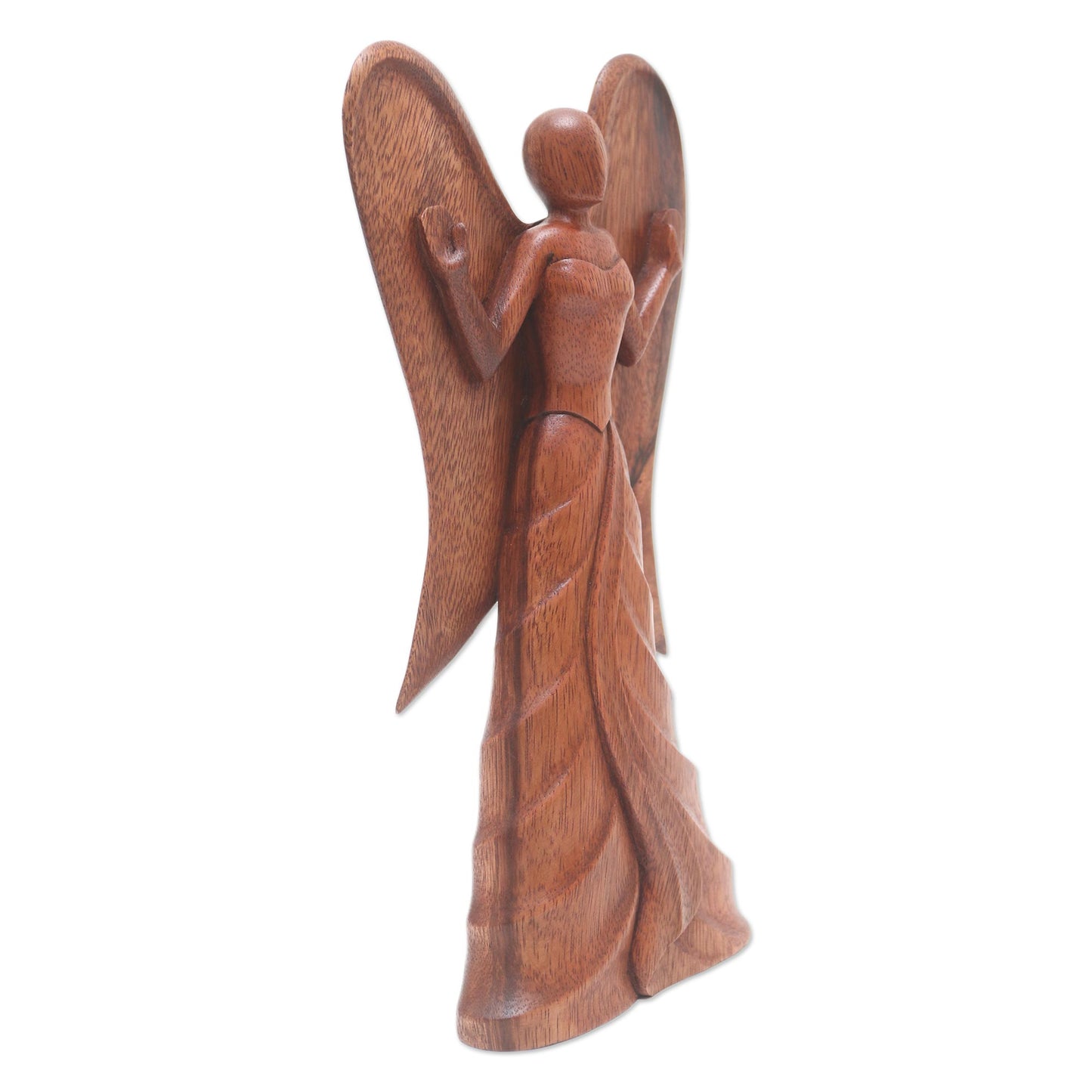 Angel in Heaven Hand Carved Suar Wood Angel Statuette