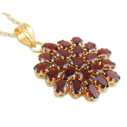 Radiant Sign Gold-Plated Sterling Silver Garnet Pendant Necklace