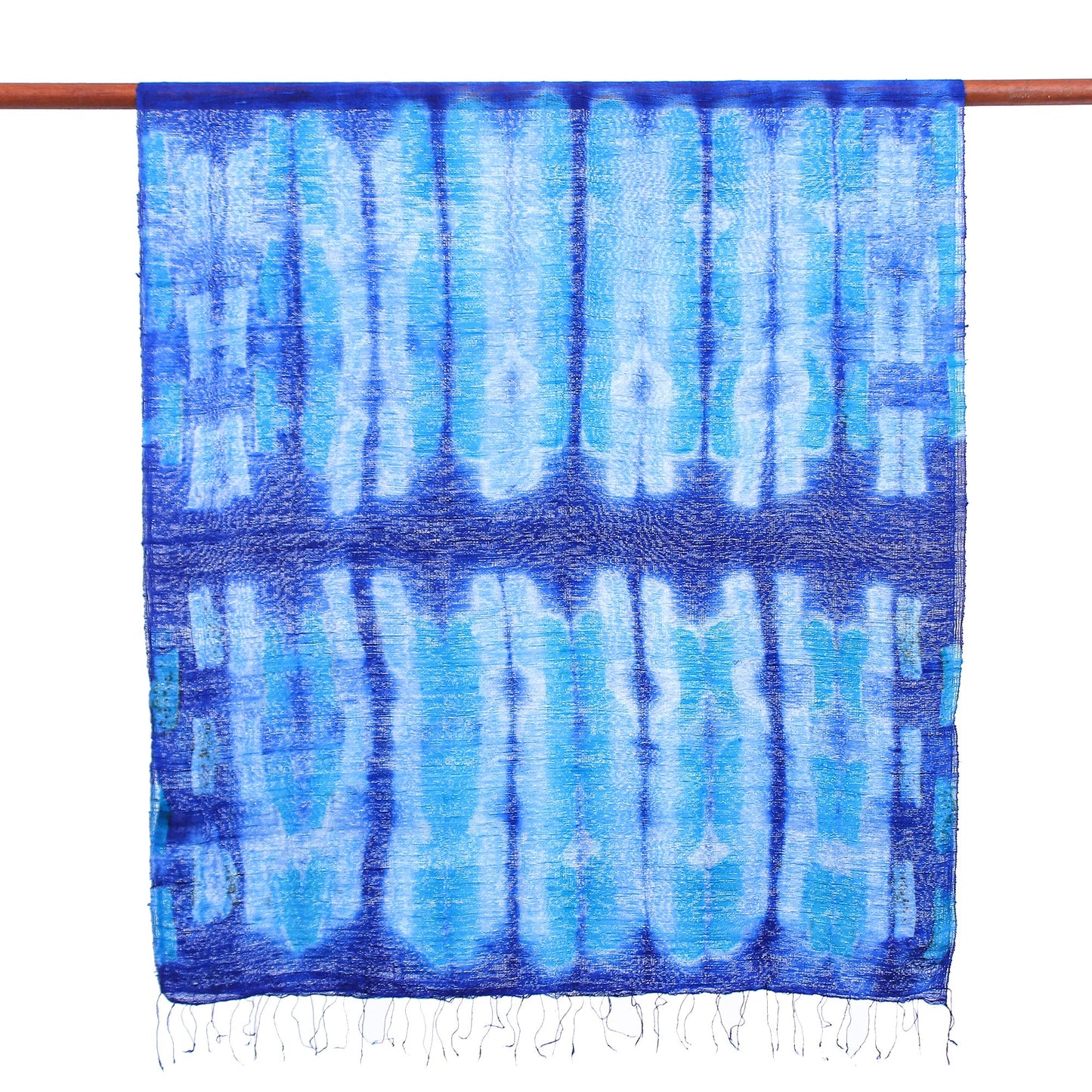 Summer Ocean Batik Printed Blue Silk Scarf