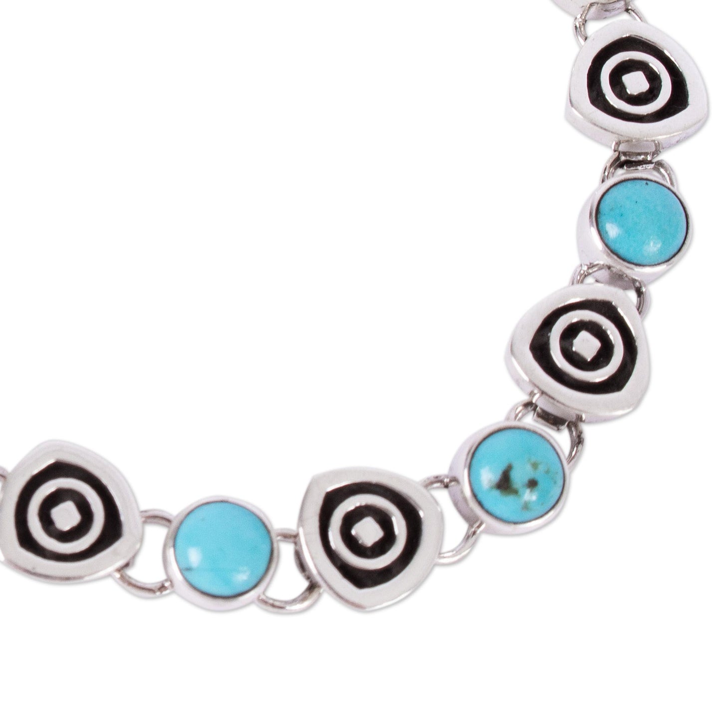 Morning Sky Taxco Style Turquoise Link Bracelet from Mexico