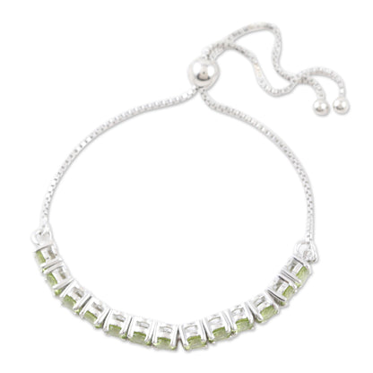 Sunbathe in Green Rhodium-Plated Peridot Pendant Bracelet