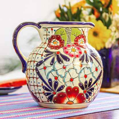 Colors of Mexico Colorful Talavera-style Ceramic Pitcher