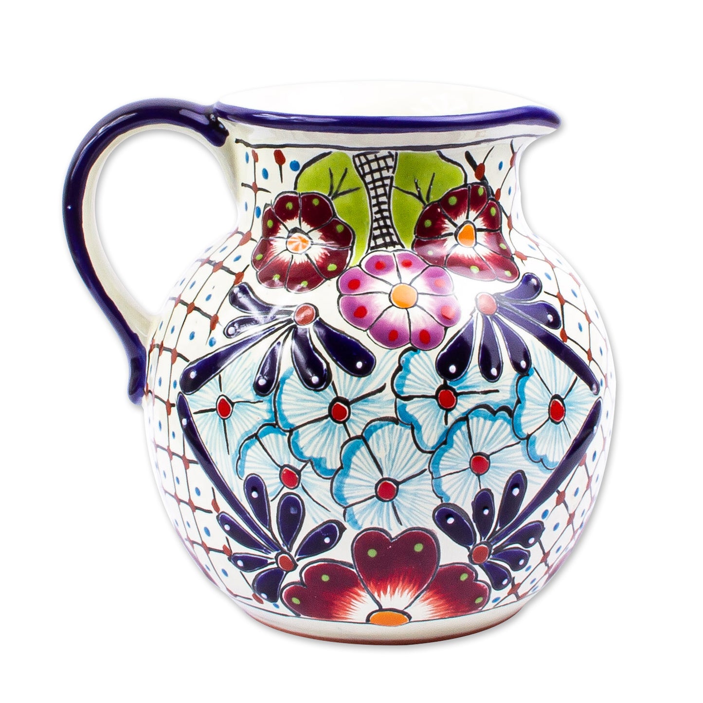 Colors of Mexico Colorful Talavera-style Ceramic Pitcher