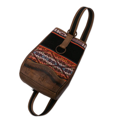 Inca Treasure Hand Loomed Wool and Leather Backpack