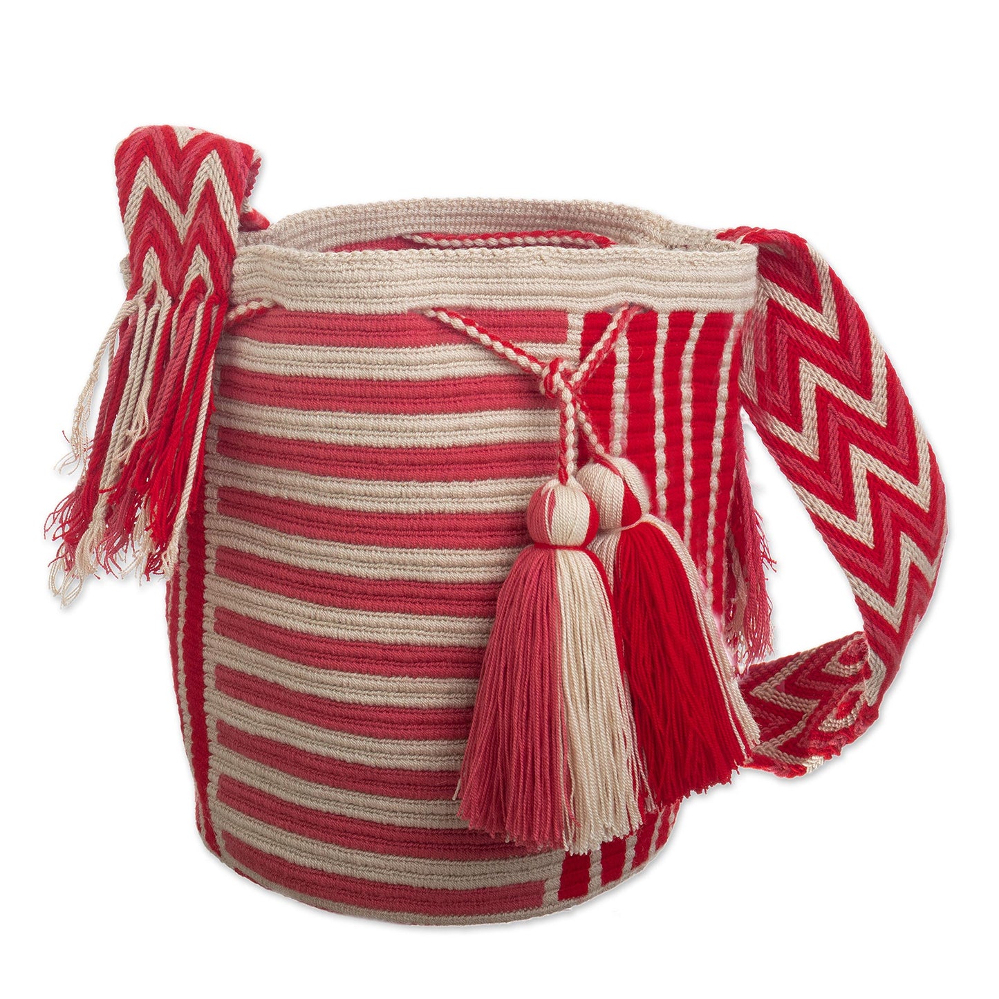 Colombian Rose Red and Pink Crocheted Shoulder Bag