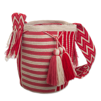 Colombian Rose Red and Pink Crocheted Shoulder Bag