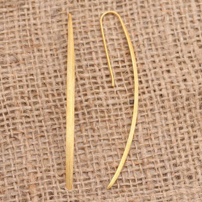 Graceful Arc Handcrafted Gold-Plated Drop Earrings