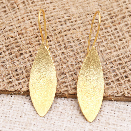 Sunflower Seeds Artisan Made Gold-Plated Floral Drop Earrings