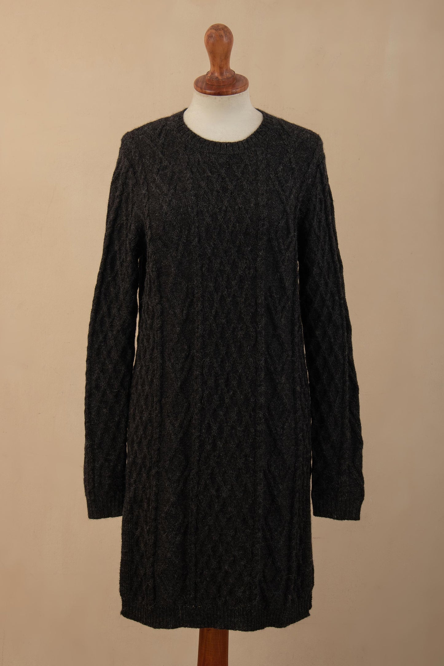 Long Lines in Charcoal Alpaca Tunic Sweater Dress