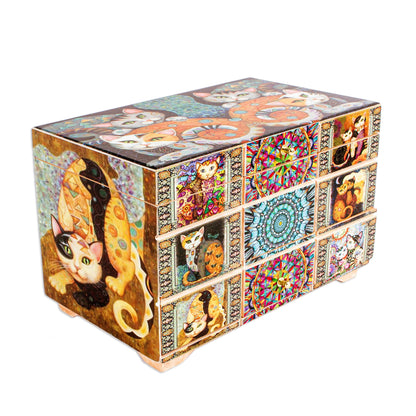 Protective Cats Decoupage Cats Jewelry Box from Mexico