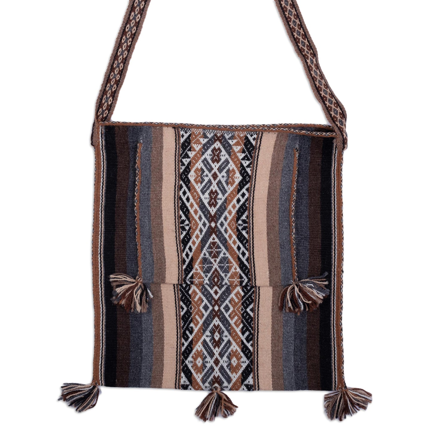 Sierra Earth Hand Loomed Earth Tone 100% Alpaca Shoulder Bag from Peru