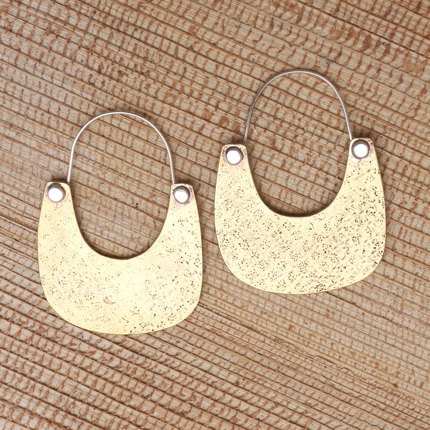 Vintage Tote in Brass Handmade Brass and Sterling Silver Dangle Earrings