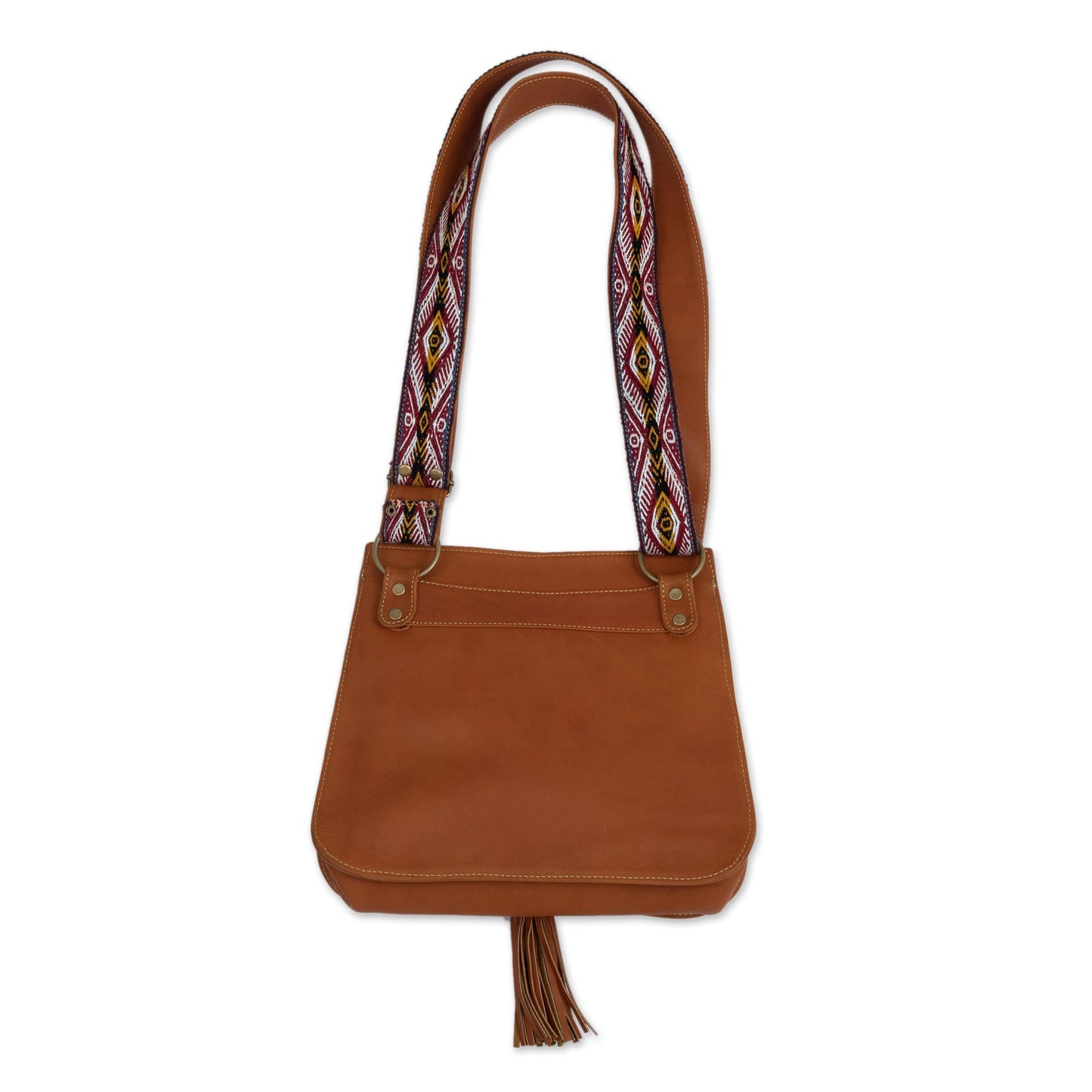 Cusco Eye Leather Messenger Bag with Wool Accent