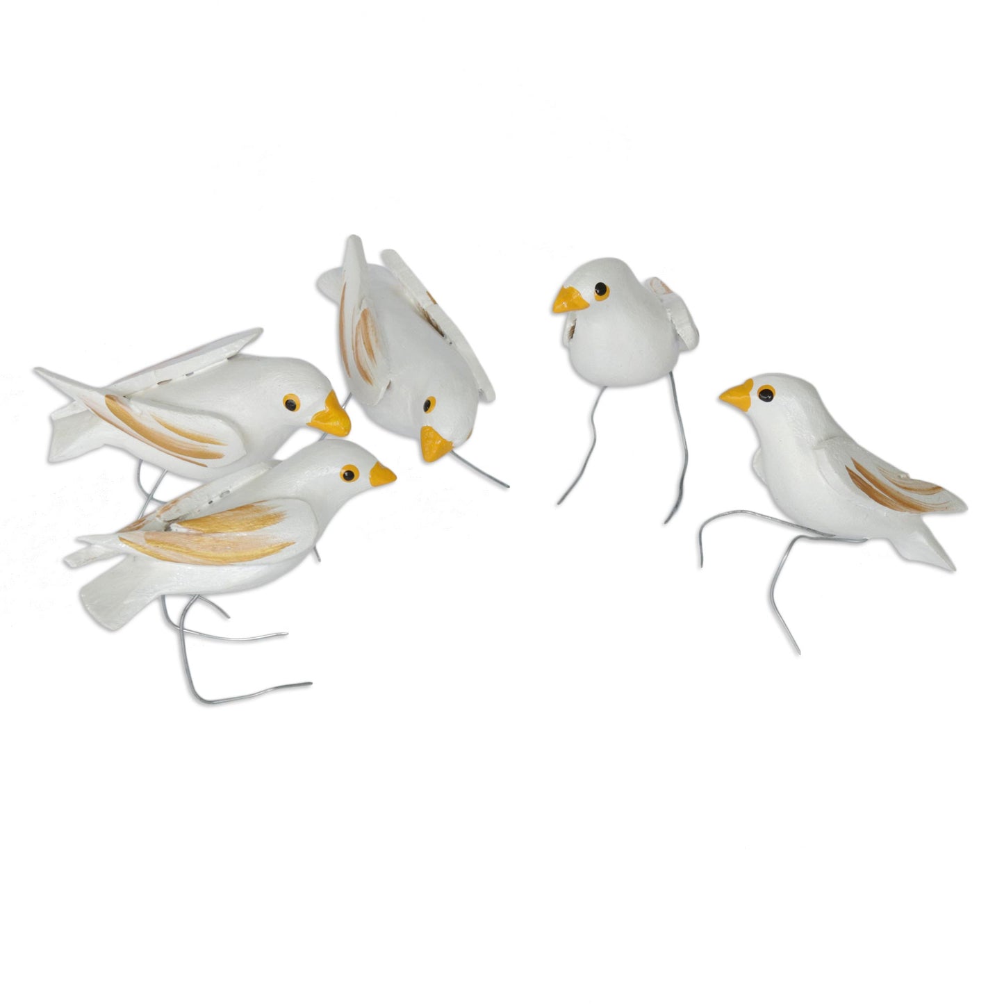 Hope Doves White Wood Dove Ornaments (Set of 5)