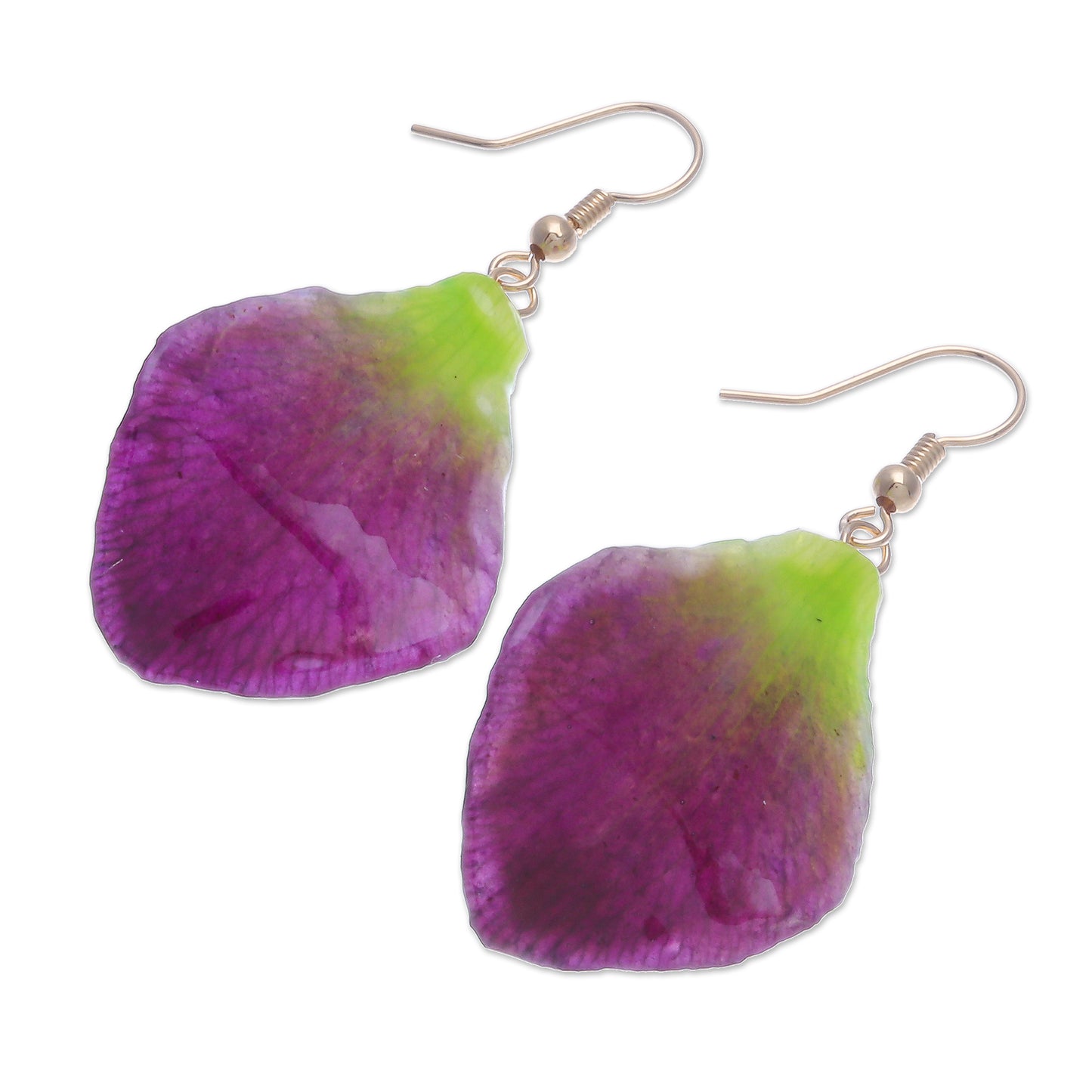 Summer Treat in Berry Gold-Plated Orchid Petal Dangle Earrings