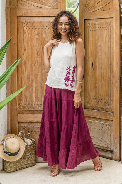 A Day Out in Mulberry Thai Cotton Double Gauze Skirt