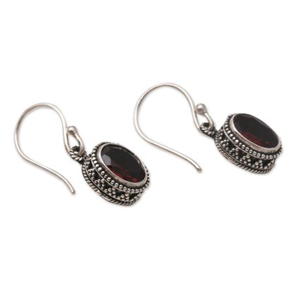 Soft Music in Red Handcrafted Sterling Silver and Garnet Dangle Earrings