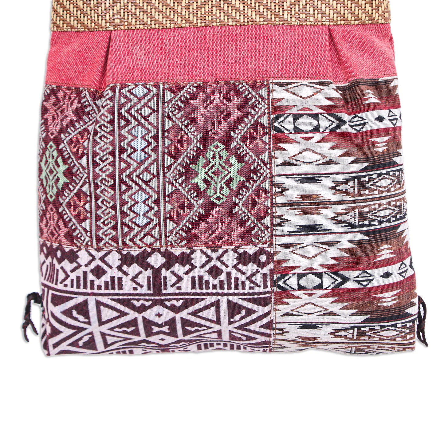 Intermission in Red Leather-Accented Patchwork Sling Bag
