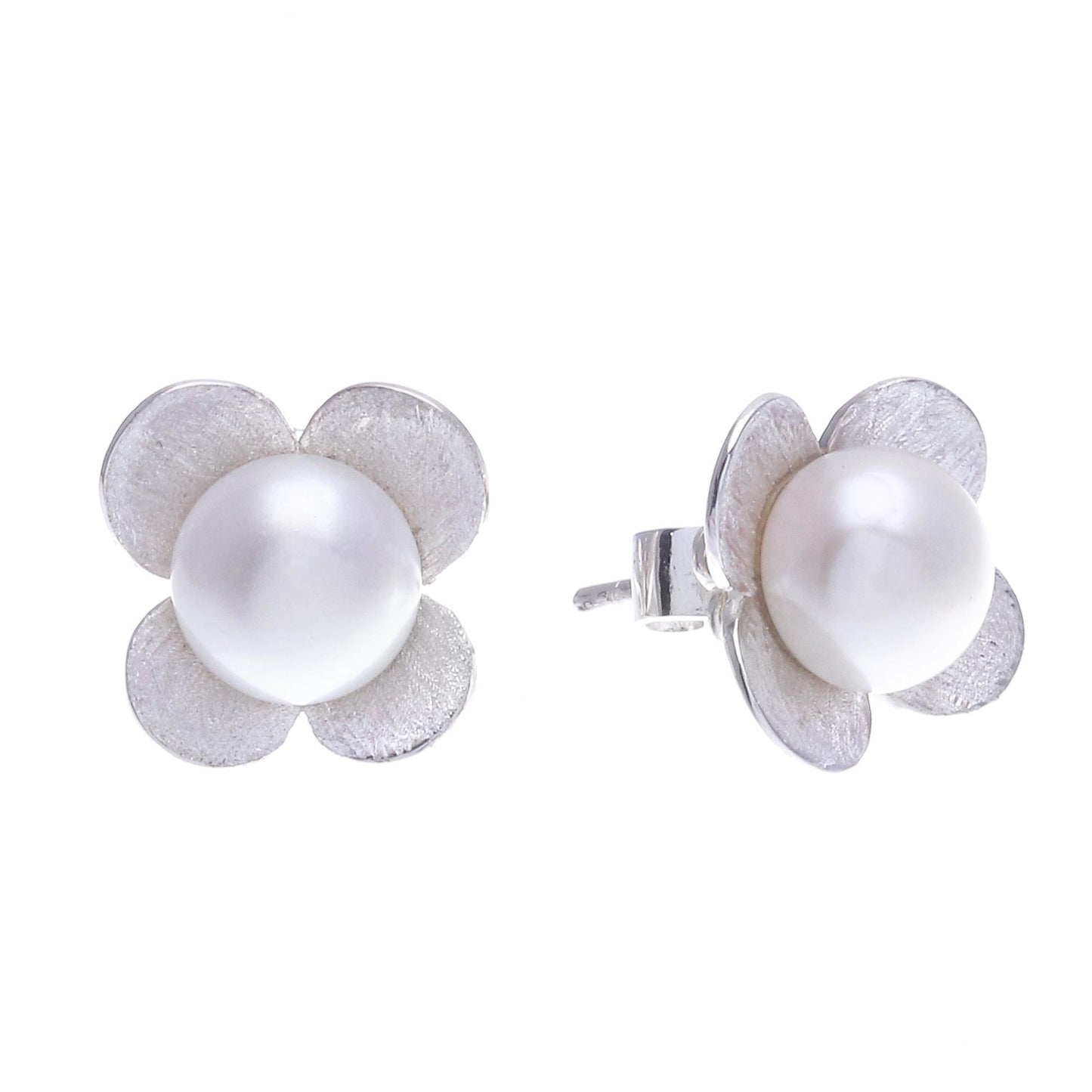 Pearl Oasis Cultured Pearl and Sterling Silver Floral-Motif Earrings