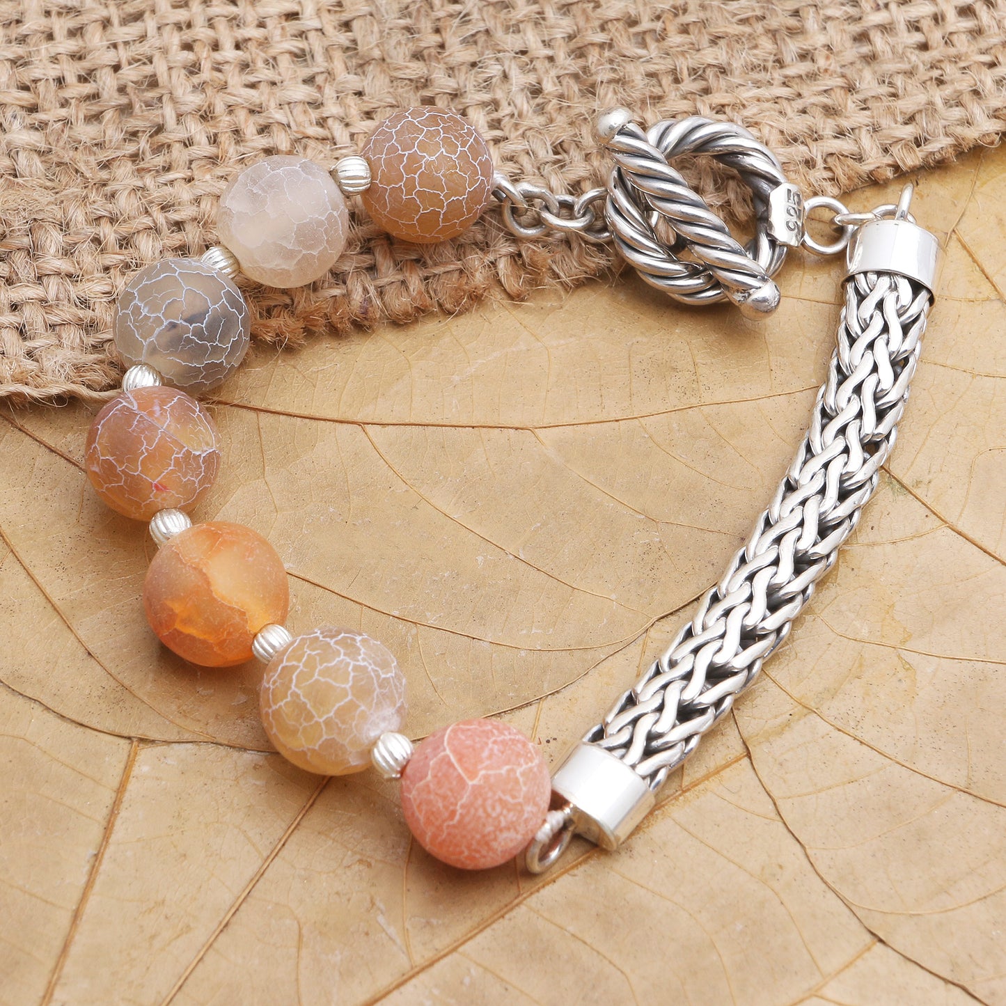 Sensations Agate and Sterling Silver Beaded Bracelet