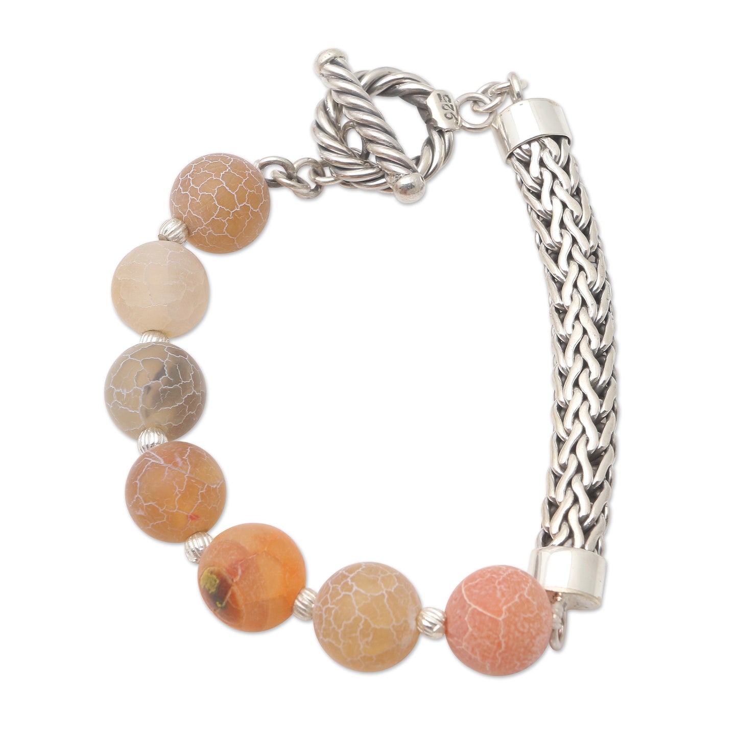 Sensations Agate and Sterling Silver Beaded Bracelet